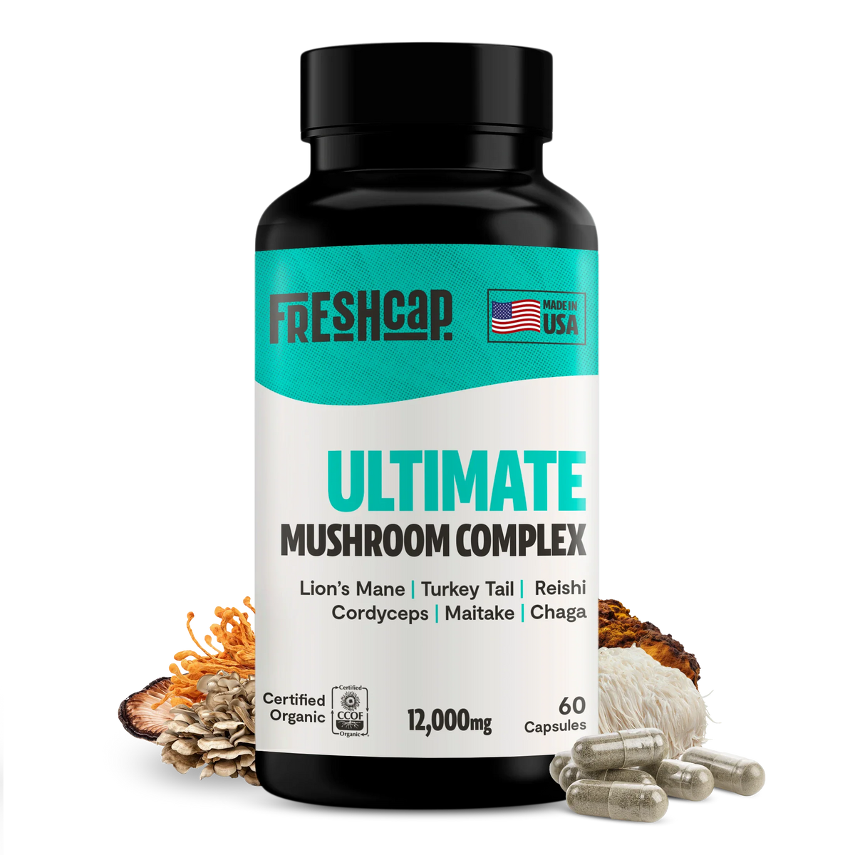 Suplemento de Hongos Orgánico — 6 Hongos | Organic Mushroom Complex Capsules