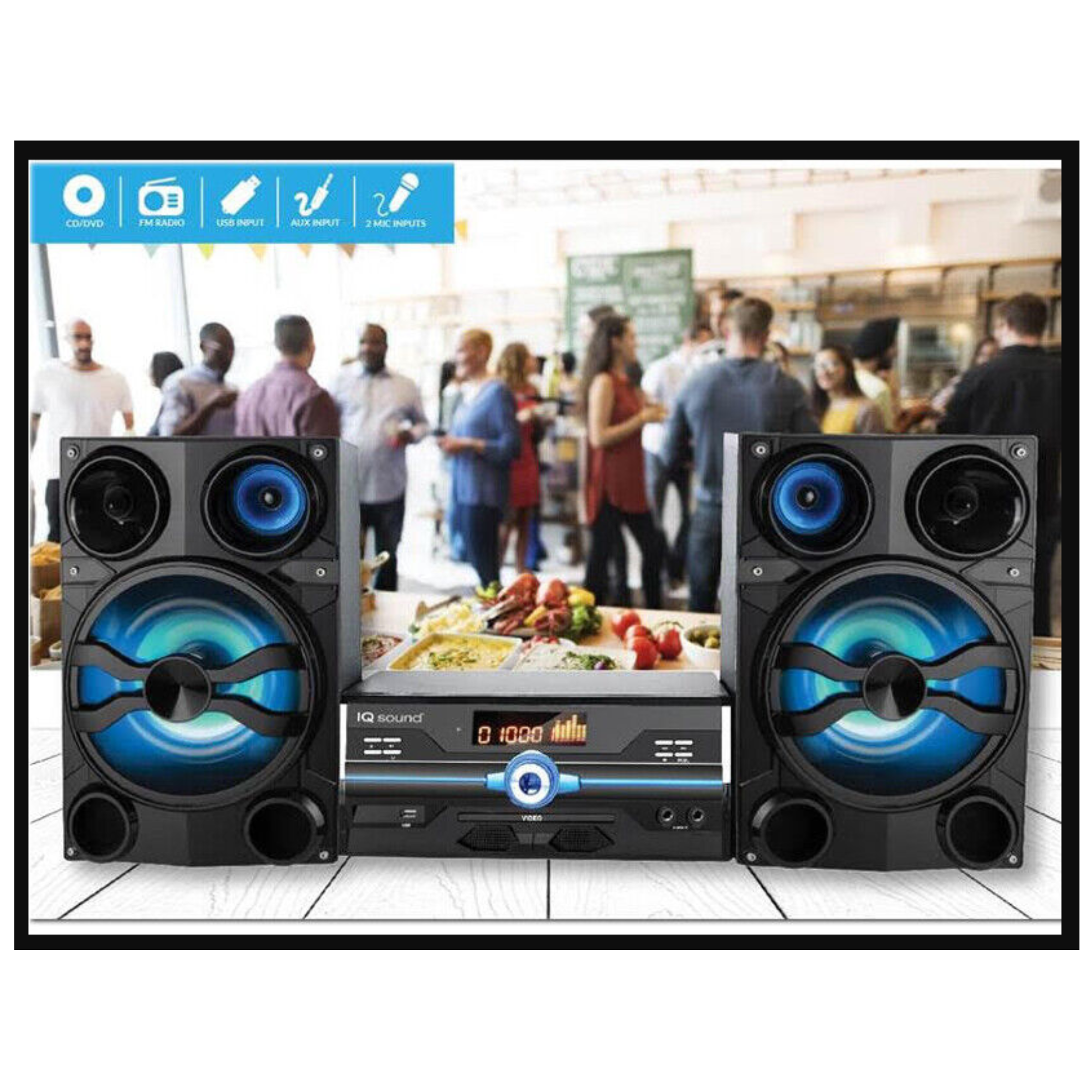 Sistema de Audio HiFi IQ Sound — Bluetooth, AUX, USB y Entrada de Micrófono