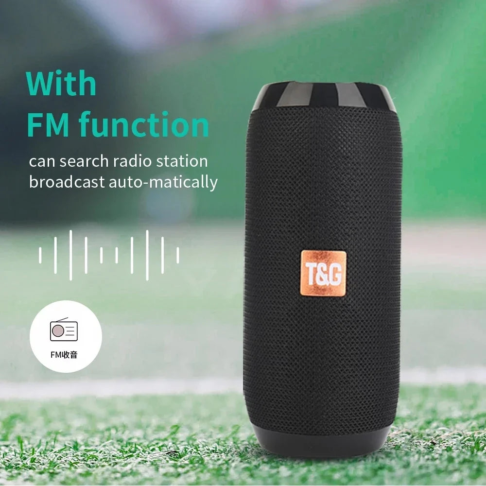 Bocina Bluetooth Portátil T&G — Resistente al Agua, Radio FM, 10 Horas de Batería