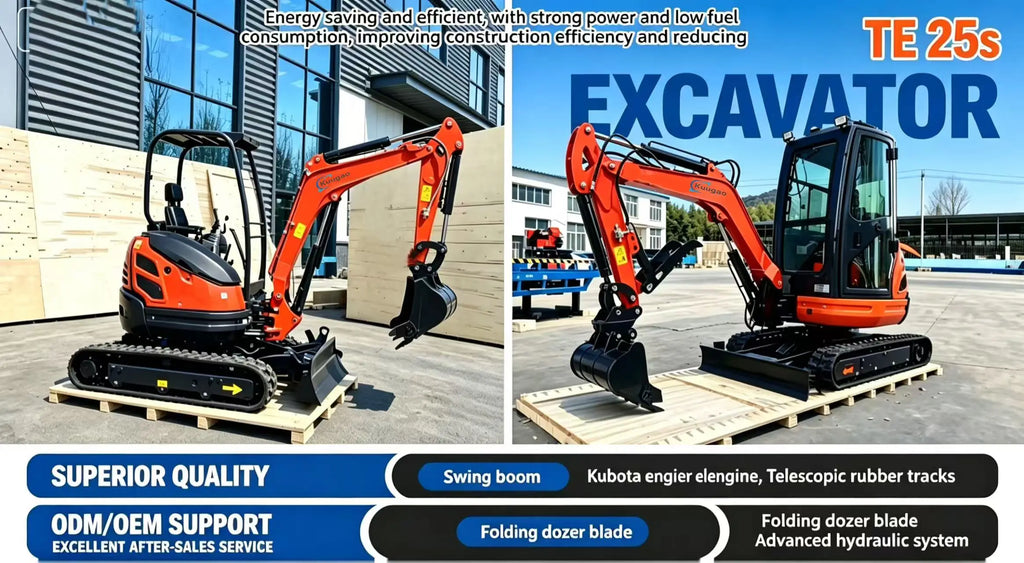 Mini Excavadora 2 ton — Motor Kubota, Orugas, Certificada CE