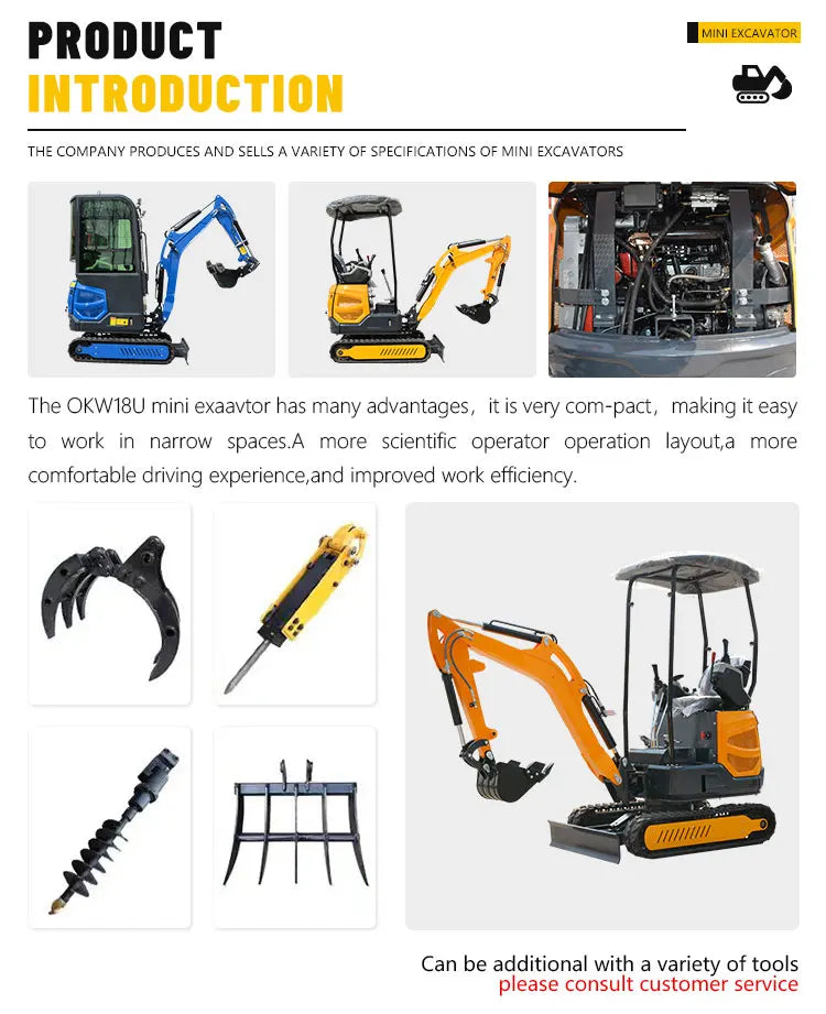 Mini Excavadora Diésel 1.8 ton — Multifuncional, Certificada CE