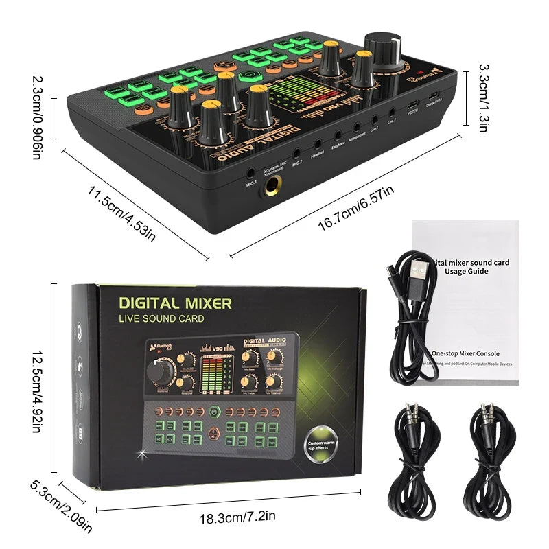 Mezclador de Audio Gaming y Streaming — Bluetooth, Cambiador de Voz, Tarjeta de Sonido
