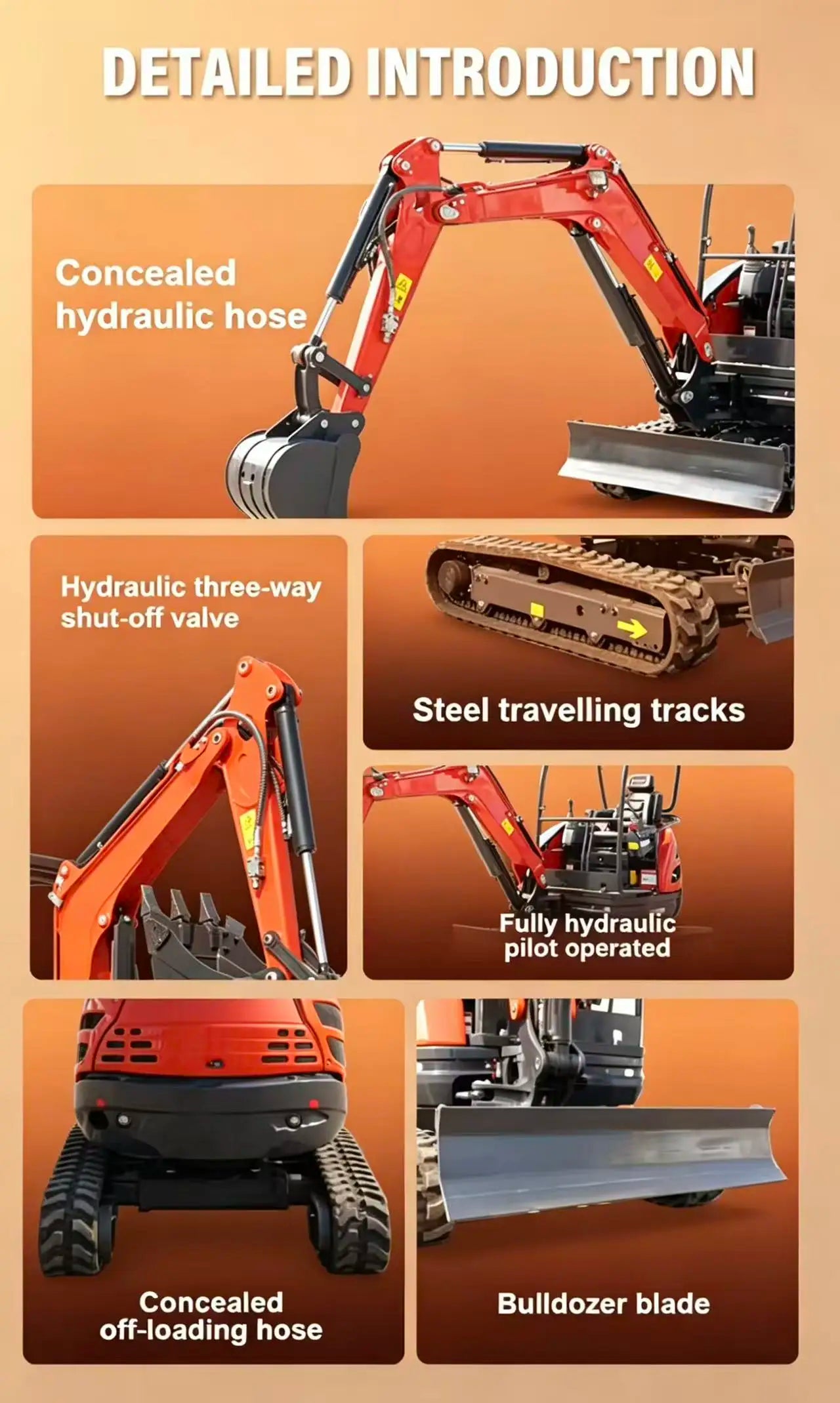 Mini Excavadora 2 ton — Motor Kubota, Orugas, Certificada CE