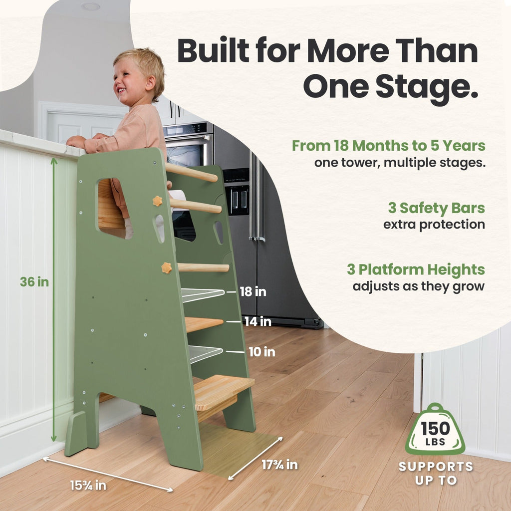 Montessori Toddler Tower - Adjustable Kitchen Stool Helper