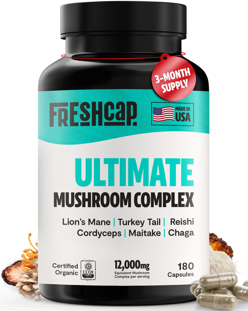 Suplemento de Hongos Orgánico — 6 Hongos | Organic Mushroom Complex Capsules