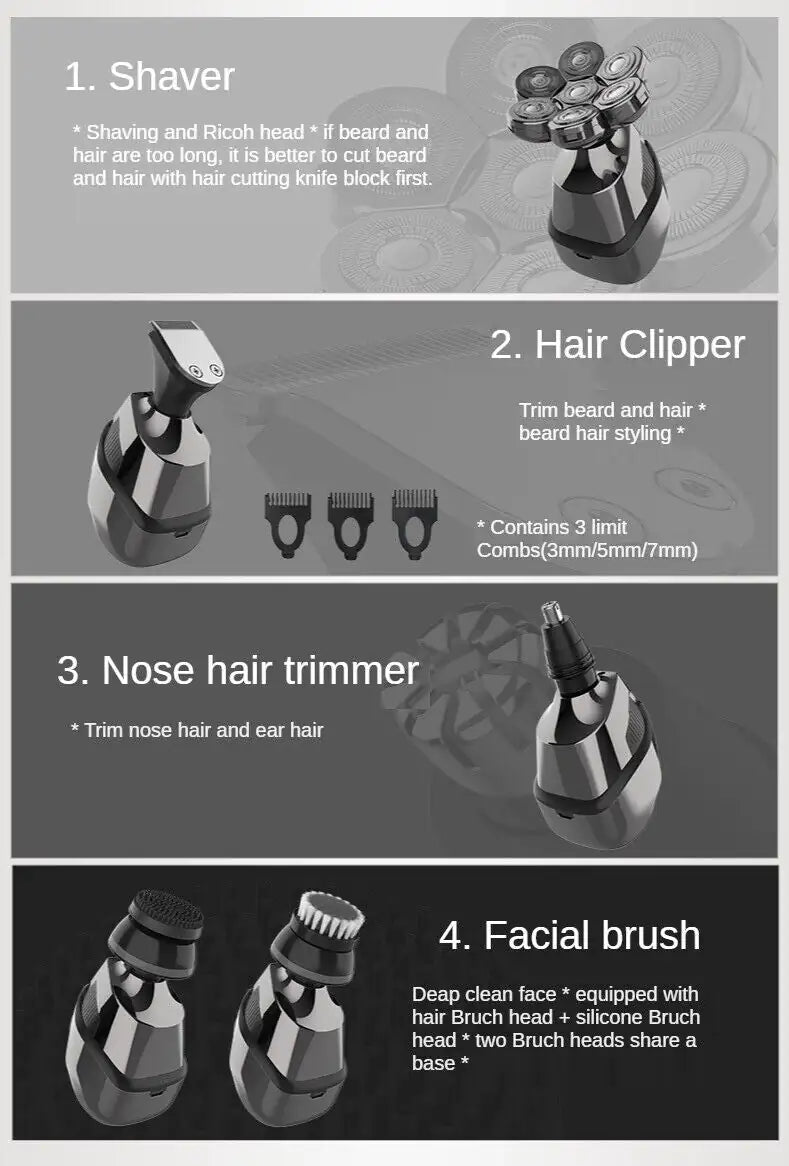 Afeitadora 7D Inalámbrica 5 en 1 | 7D Cordless Shaver 5-in-1 for Men