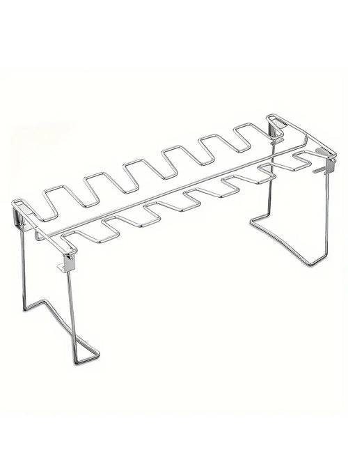 Chicken Leg Rack for Grill with Drip Tray- 14 Slots Chicken Wing Rack- Premium Stainless Steel Chicken Drumstick Rack for Smoker
