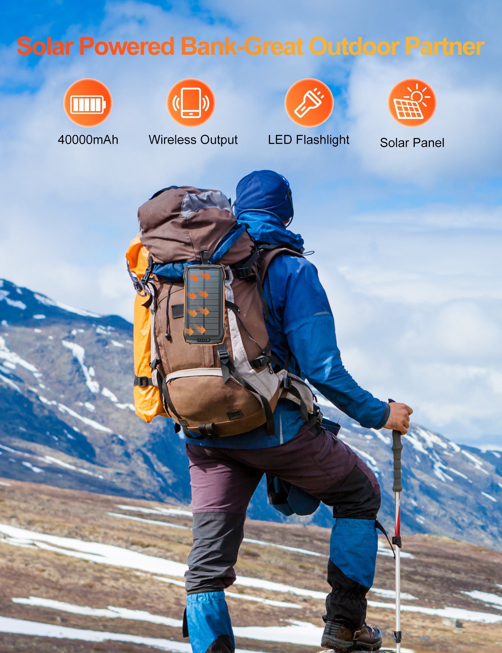 Power Bank Solar 20000mAh — Carga Rápida, Resistente al Agua