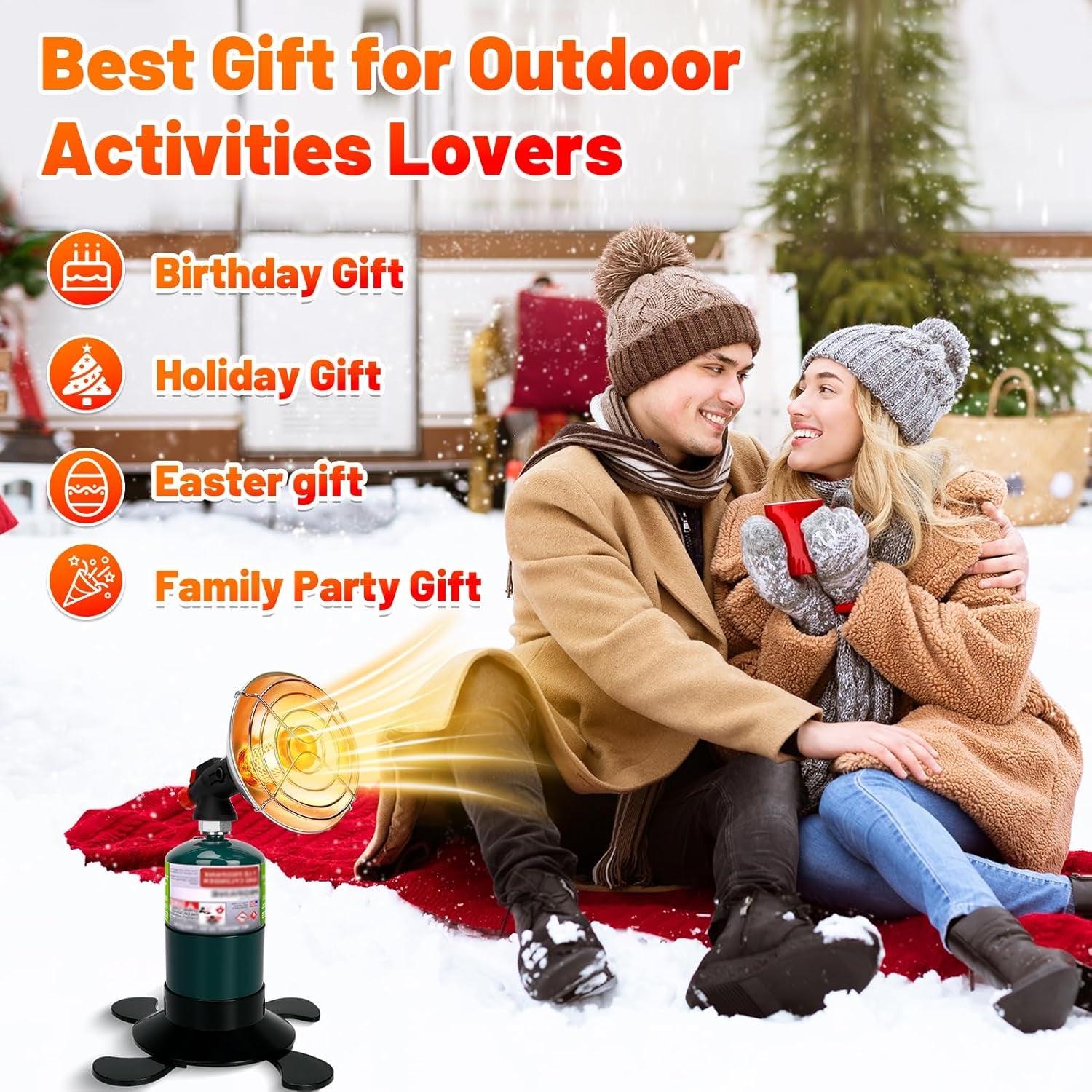 Portable Propane Heater for Camping, Outdoor Small Space Patio Gas Heater | Cordless Heater with Foldable Tank Holder, Fast Radiant Warmth for Ventilated Tents, Winter Hiking, Ice Fishing, Hunting