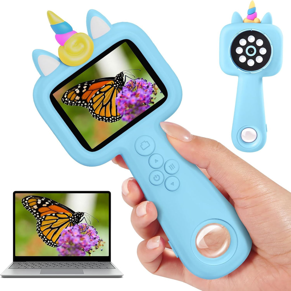 Magnify 2.4" Screen Handheld Microscope for Kids, 600X Digital 4K Kids Microscope, 8 Leds Pocket Microscope, Portable Edu Toy for Ages 3-12 Boys& Girls Exploring Bugs Plants at Home & Outdoor Travel