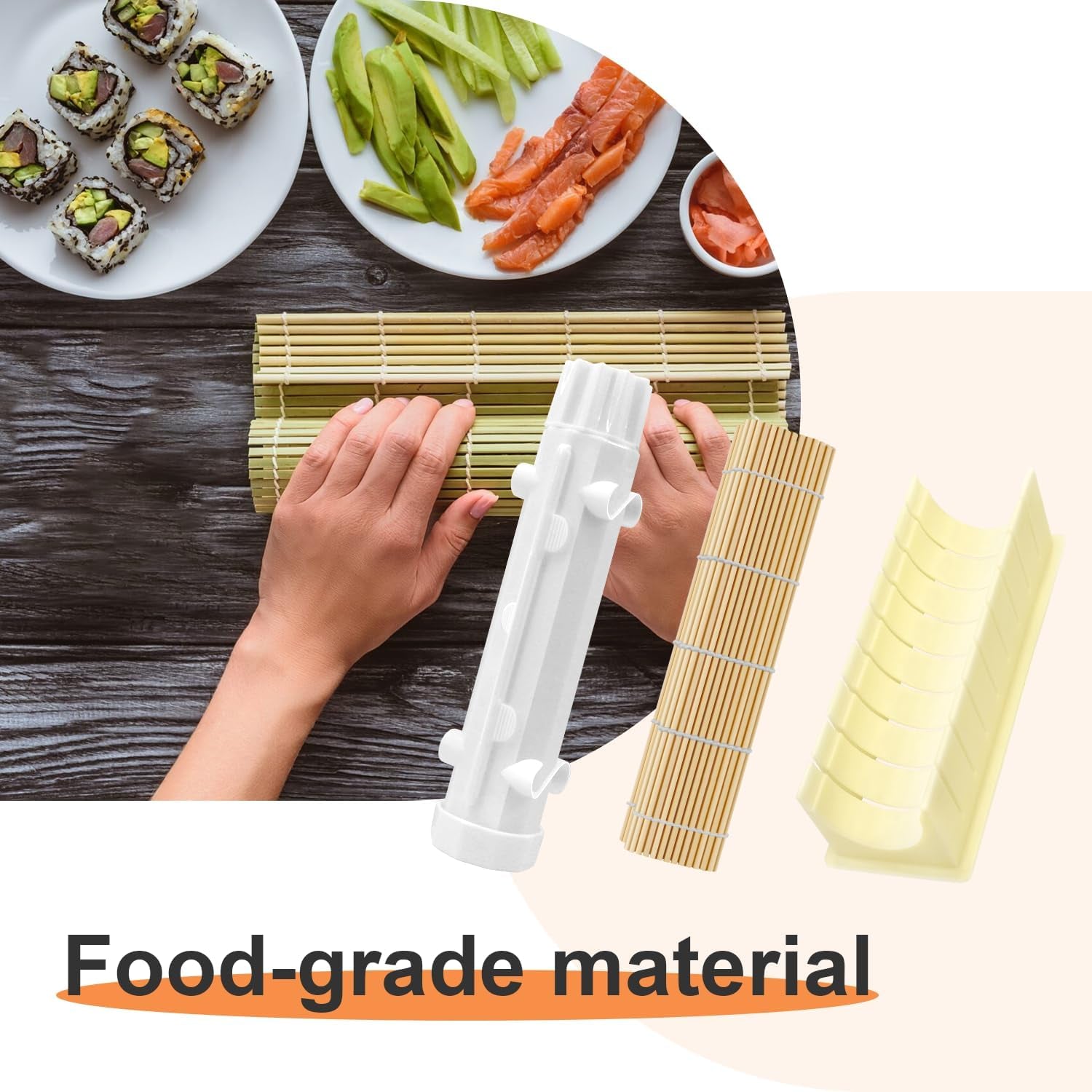 Sushi Making Kit, Food Grade Sushi Bazooka, Sushi Maker, Bamboo Sushi Rolling，For Beginners & Hobbyists - Craft Rolls with Rice, Vegetables, Meat