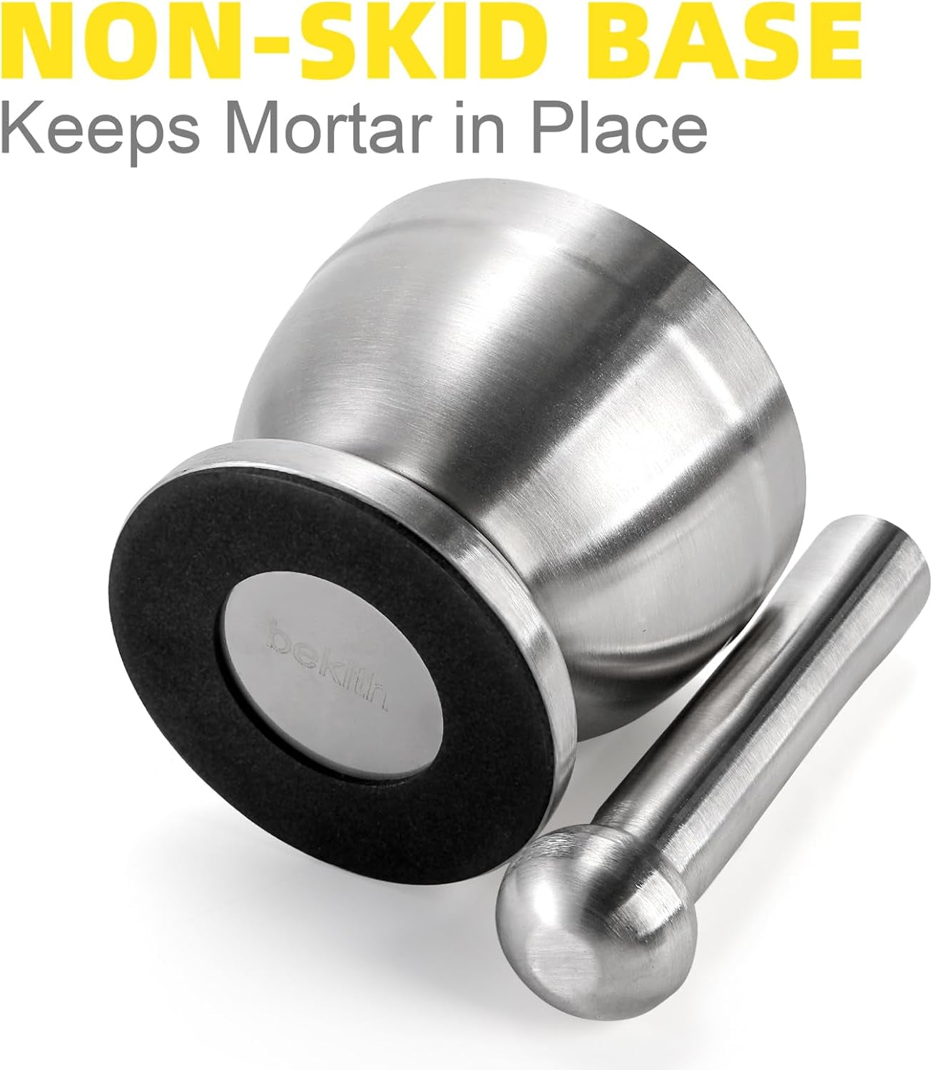 Mortar and Pestle Sets 18/8 Brushed Stainless Steel Spice Grinder Pill Crusher Molcajete Herb Bowl