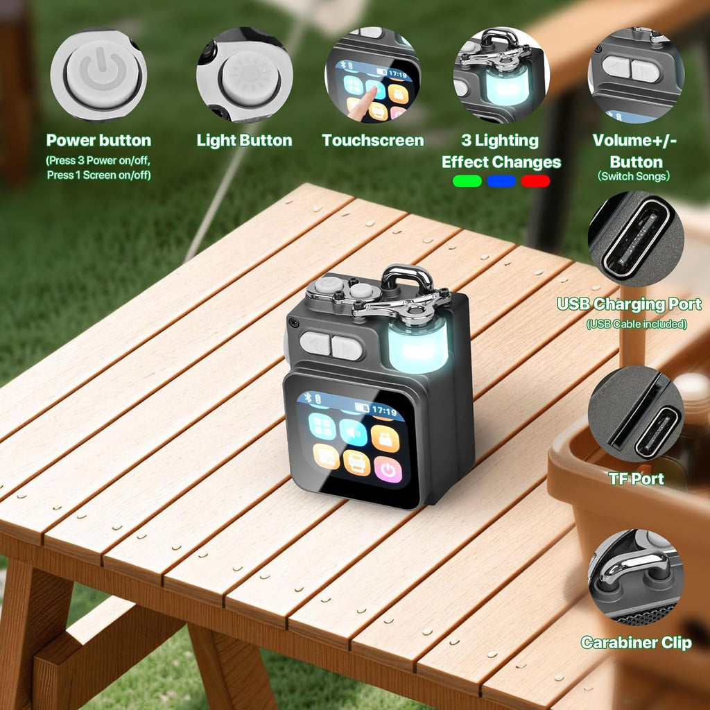 Mini Bluetooth Speaker, Smart Wireless Portable Speaker with Touchscreen, Loud HD Sound, LED Lights, BT5.4, All in One Small Audio for Home/Outdoor/Travel/Shower/Party/Beach/Camping/Hiking/Cycling