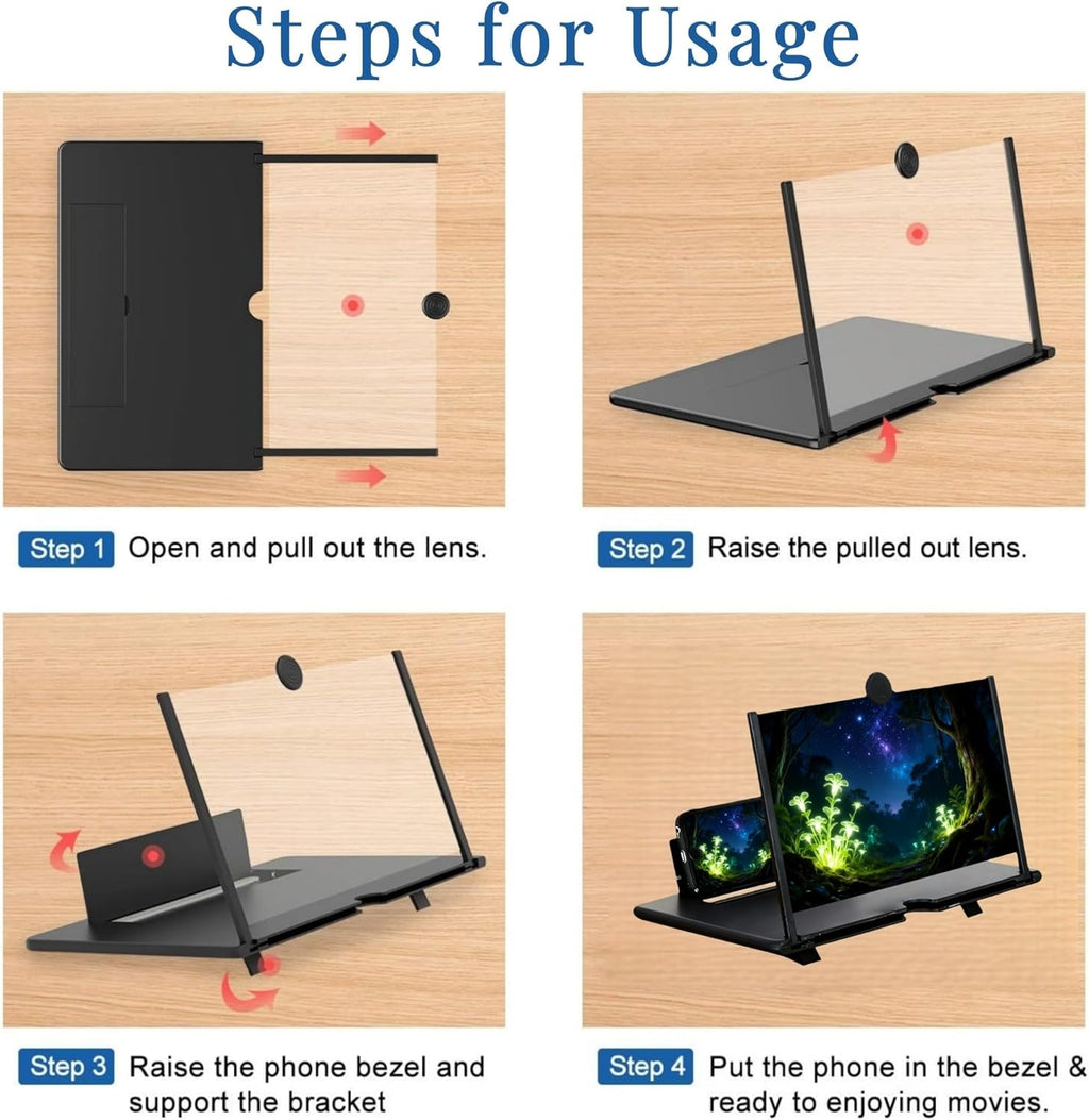 16-Inch Black Foldable Phone Screen Magnifier for Movies & Gaming