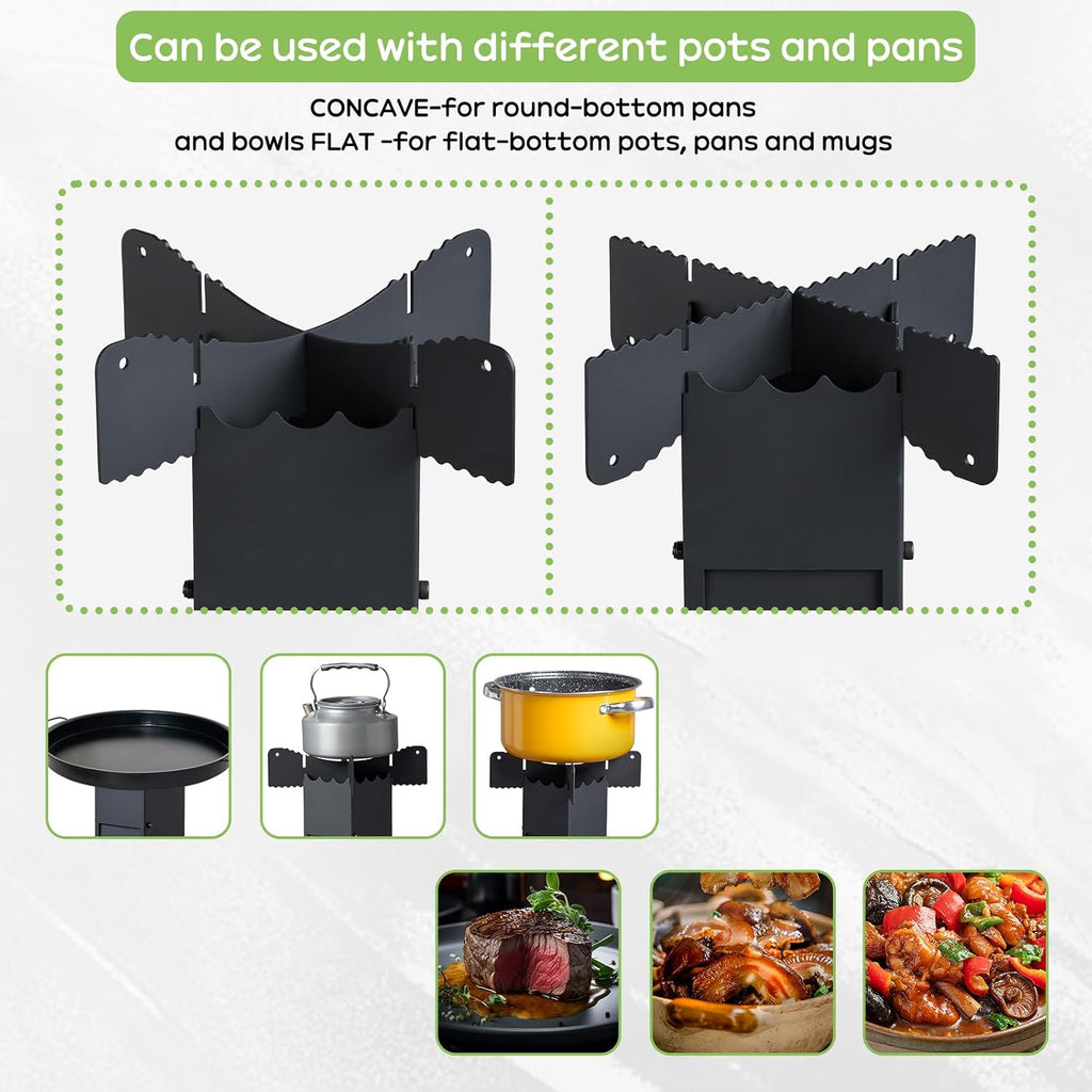 Camping Rocket Stove,Portable Wood Burning Stove,Tent Stove,Heating Burner Stove,Fire Camping Stove for Cooking Backyard,Cooking Camping Grill Outdoor Events BBQ (Black B)
