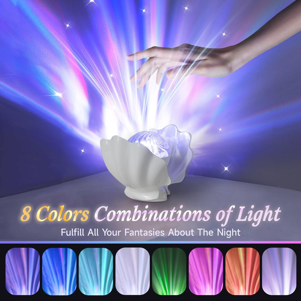 Northern Lights Projector, Shell Night Light Built for Bedroom Nebula Lamp, Kids Dorm Decor, Cute Room Decor Aesthetic, Valentines Day Gifts