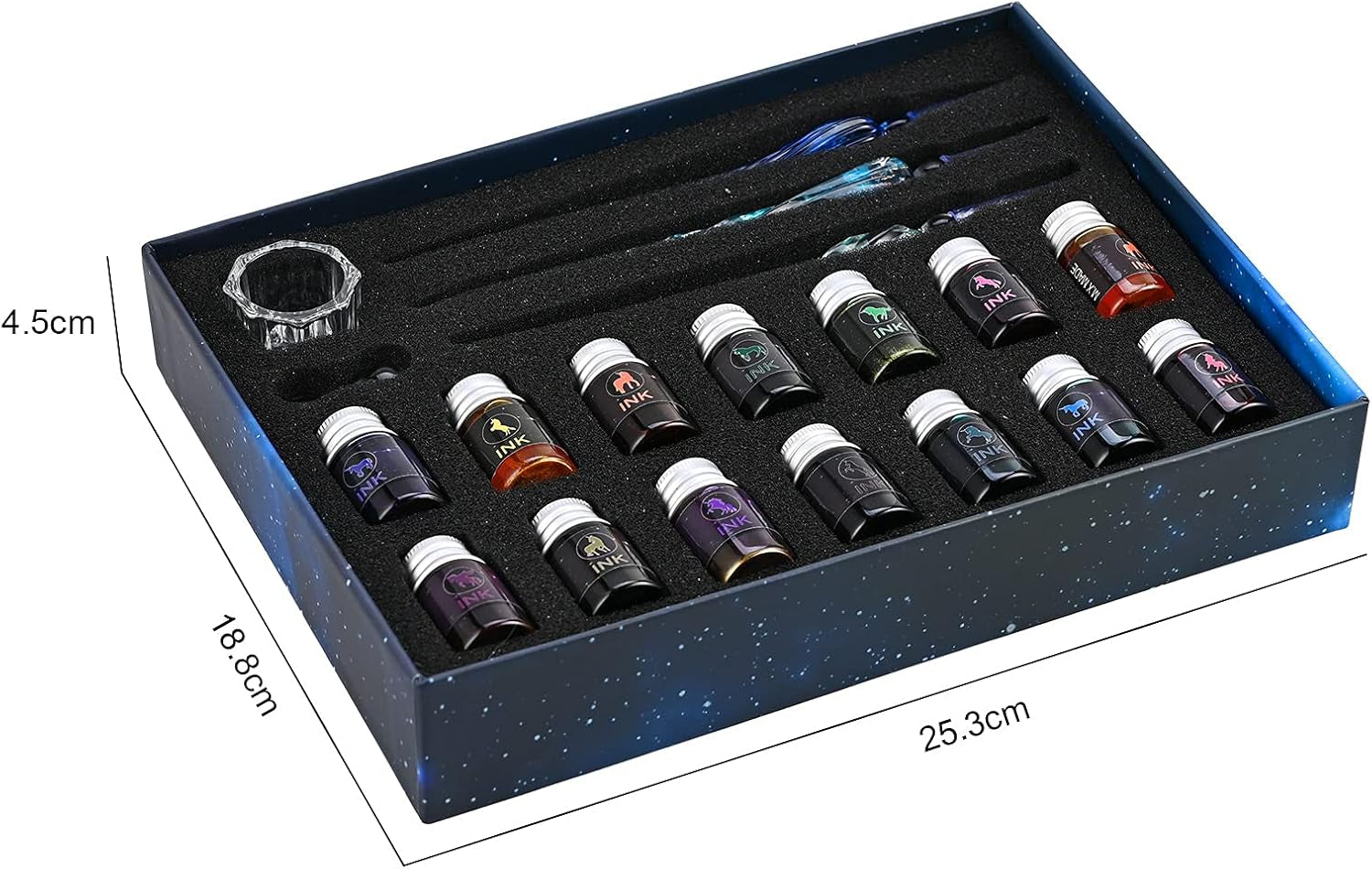 19 Pieces Glass Dip Pen Ink Set