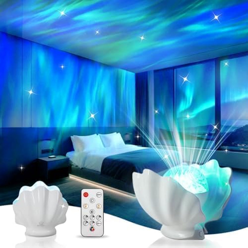 Northern Lights Projector, Shell Night Light Built for Bedroom Nebula Lamp, Kids Dorm Decor, Cute Room Decor Aesthetic, Valentines Day Gifts