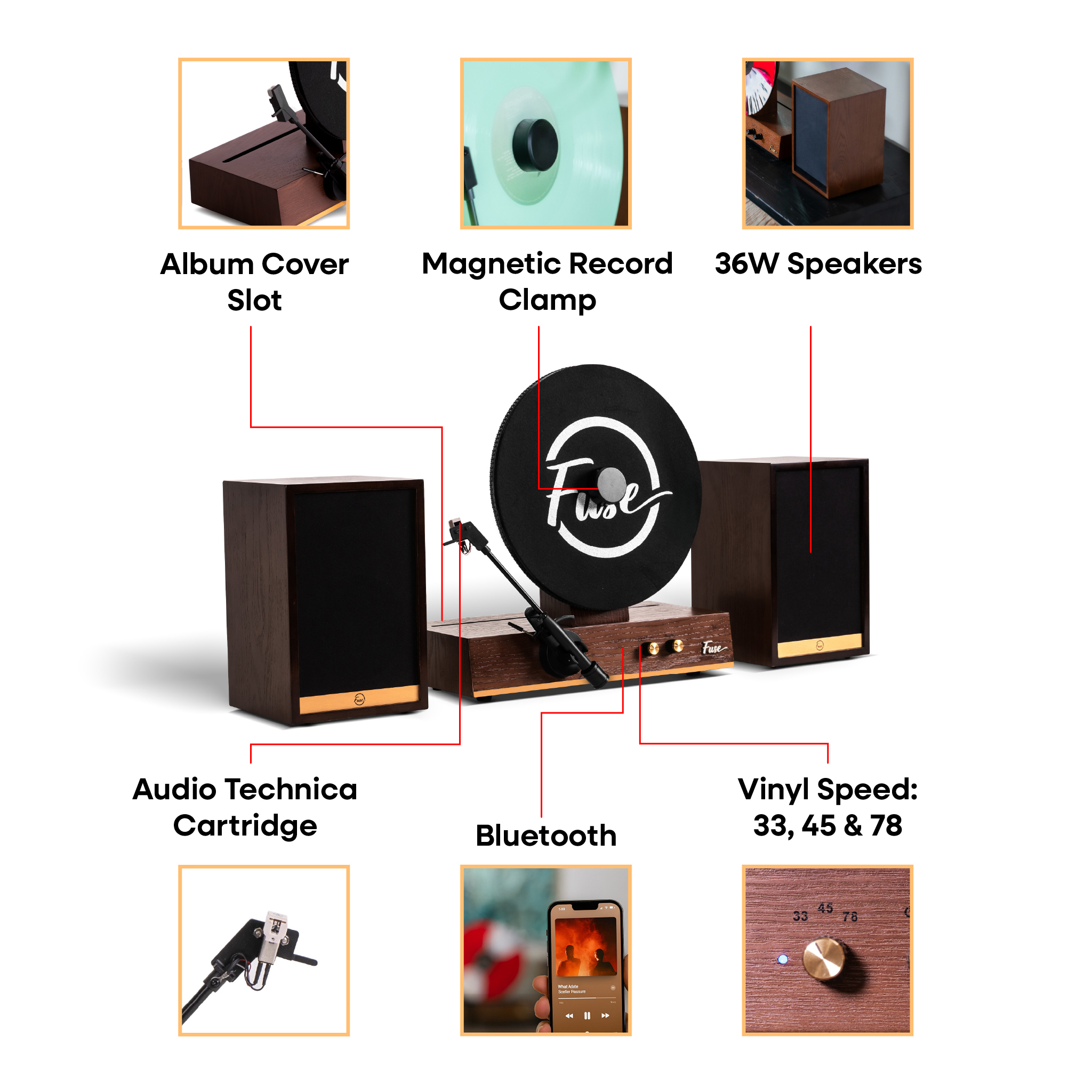 Fuse Audio GLD – Tocadiscos Vertical de Vinilo | Vertical Vinyl Record Player