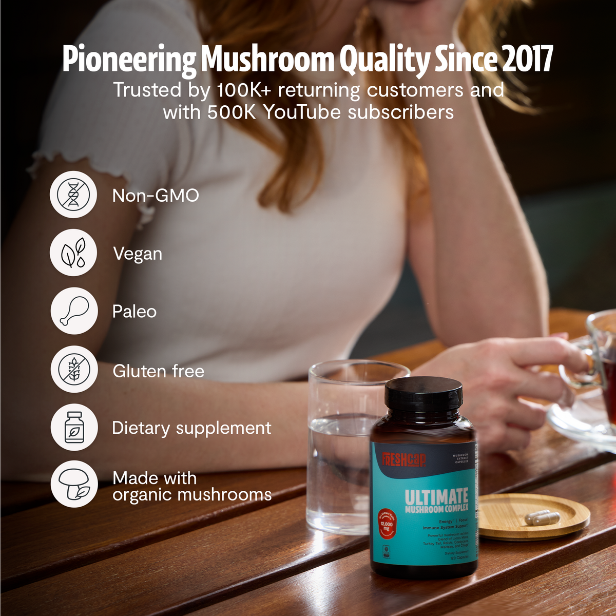 Suplemento de Hongos Orgánico — 6 Hongos | Organic Mushroom Complex Capsules