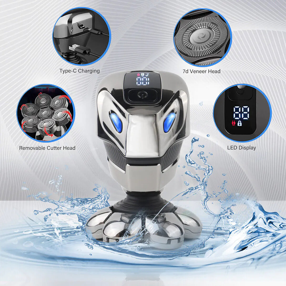 Afeitadora 7D Inalámbrica 5 en 1 | 7D Cordless Shaver 5-in-1 for Men