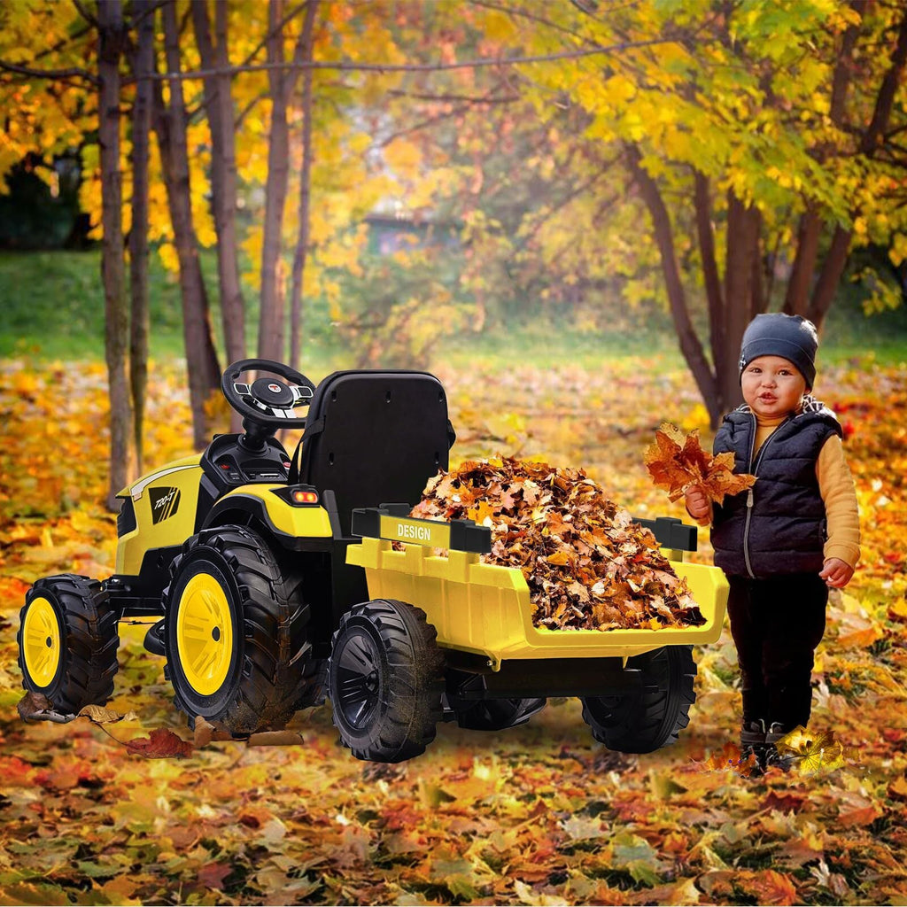 24V Electric Ride-On Tractor with Excavator, Trailer, and Digger Attachments