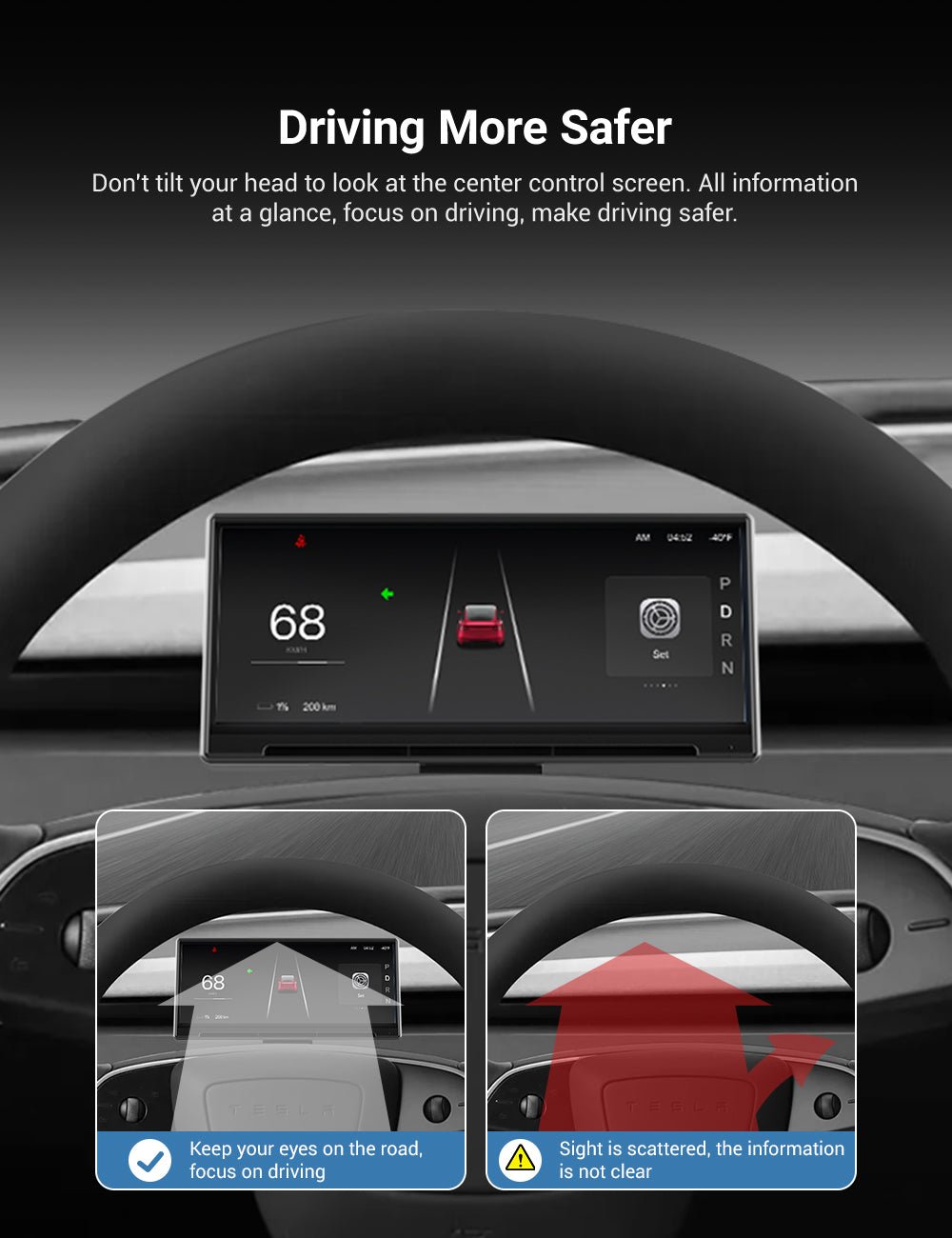 TESERY F9 Pro | Pantalla Dashboard con CarPlay & Android Auto para Tesla Model 3/Y