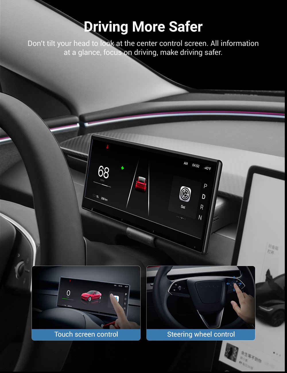 TESERY F9 Pro | Pantalla Dashboard con CarPlay & Android Auto para Tesla Model 3/Y