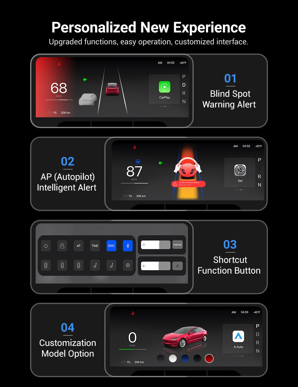 TESERY F9 Pro | Pantalla Dashboard con CarPlay & Android Auto para Tesla Model 3/Y